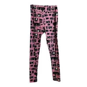 NWT LuLaRoe Pink Camera Print Leggings TC Tall & Curvy Photography Aesthetic
